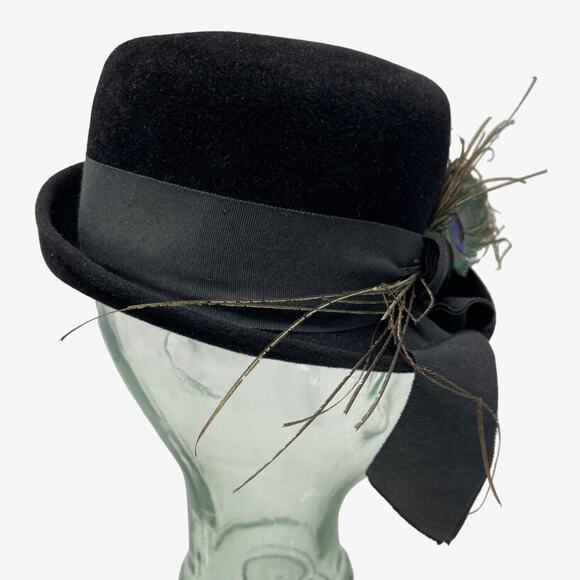 Peachbloom Velour Union Made Swagger Black with Vintage Hat Box - Picture 5 of 16